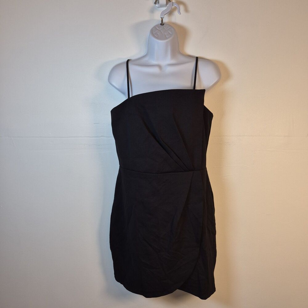 Lulus Drinks on Me Women's Bodycon Dress Size XL Black Sleeveless Pleated